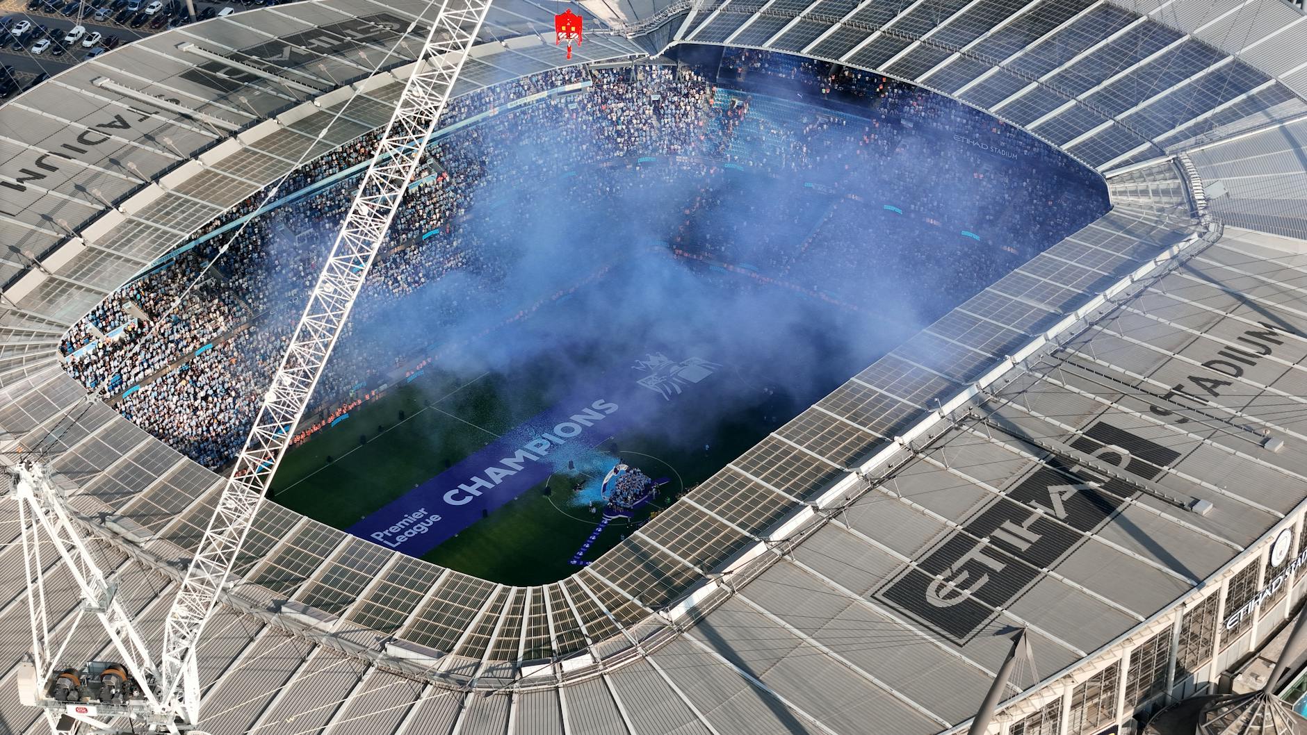 birds eye view of manchester city stadium